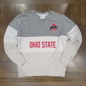 OHIO STATE BUCKEYES White & Grey  CHAMPION Blocked Sweatshirt Buckeye Sz Medium